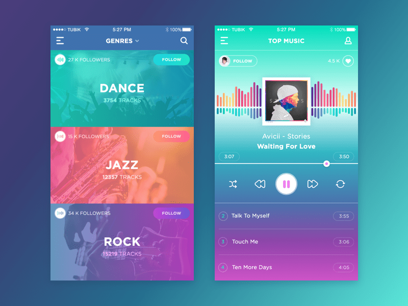 mobile app design colourful gradient